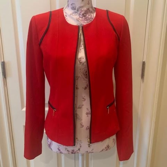 Calvin Klein hot red and gold blazer size 4 - Picture 1 of 3